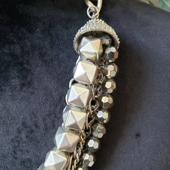 Womens Silver Tone Multiple Strand Chain & Beaded Necklace with Lobster Clasp - Picture 3 of 7